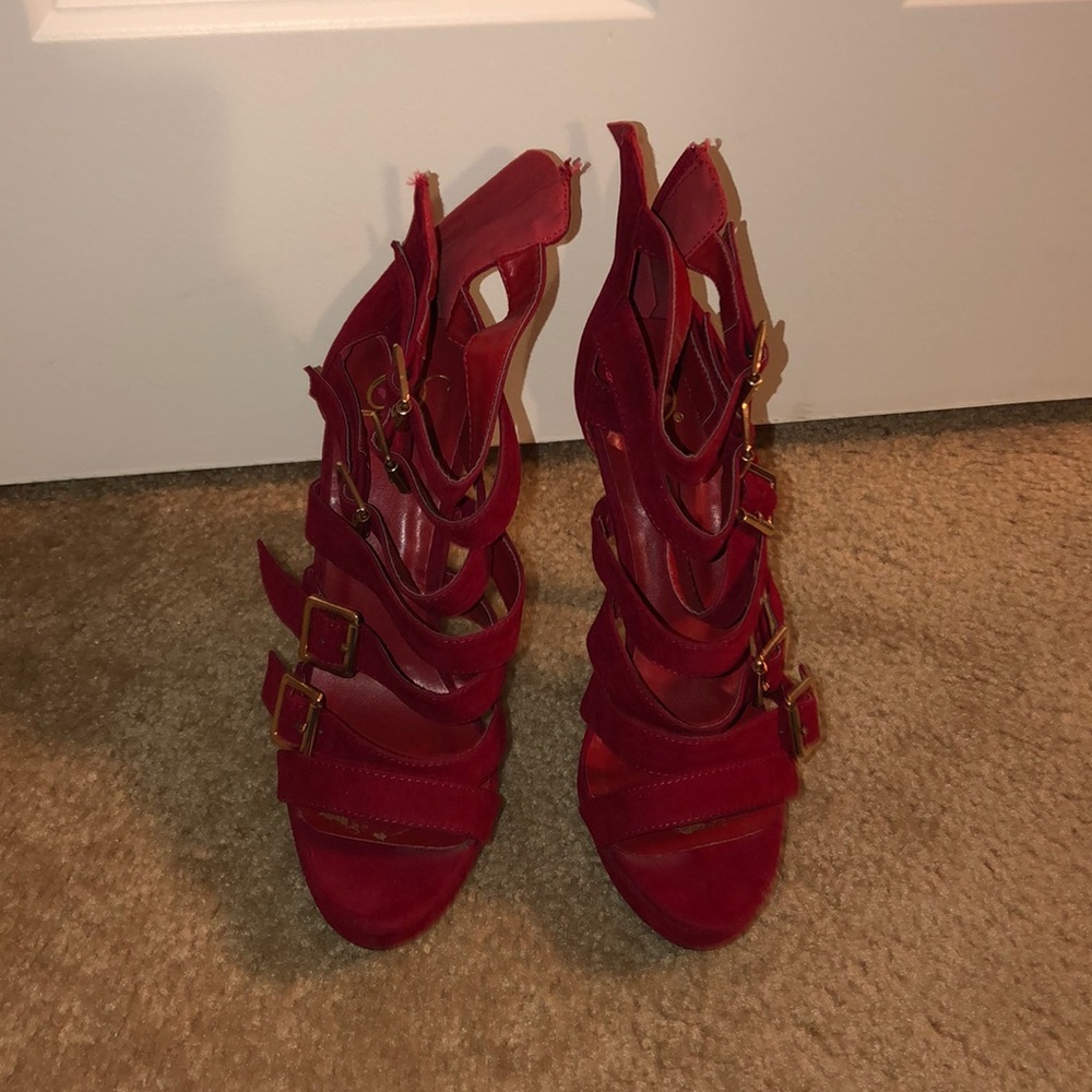 Red Buckle Heels